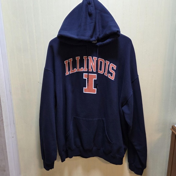 Illinois Fighting Illini Sweatshirt Hoodie Mens 2XL Blue NCAA College JERZEES - Picture 2 of 8
